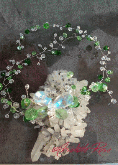Дизайнерска кристална диадема -украса за коса Emerald Butterfly